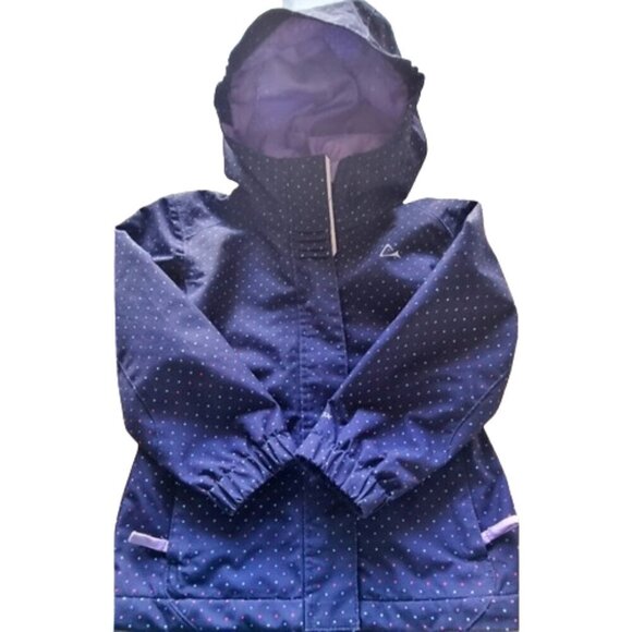 Paradox childs hooded fleece lined dot pattern rain jacket  sz XS 4/5 - Picture 4 of 9